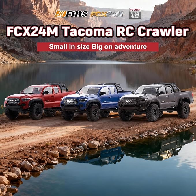 BEEZRC FMS 1/24 RC Crawler FCX24M Tacoma Toyota Official Licensed ABS Hard Body 4WD Off-Road RC Rock Truck2-Speed Transmission Hobby Grade Remote Control Car for Adults RTR Blue