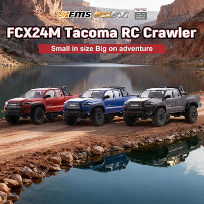 BEEZRC FMS 1/24 RC Crawler FCX24M Tacoma Toyota Official Licensed ABS Hard Body 4WD Off-Road RC Rock Truck2-Speed Transmission Hobby Grade Remote Control Car for Adults RTR Blue
