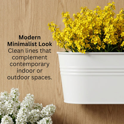 LaLaGreen Wall Planter Outdoor Plants (11.8 Inch, 10 Pack) White Metal wall Decor Flower Planter Balcony Home Decor Modern Hanging Plant Planters Indoor Window Herbs Garden Drainage Yard Pot