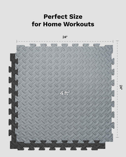 AIRHOP Upgraded 0.79" Extra Thick 48 Sq Ft High-Density Eva Foam Exercise Gym Mats, 12 Pcs Large Interlocking Puzzle Floor Tiles (24"x24") for Home Gym, Black&Gray