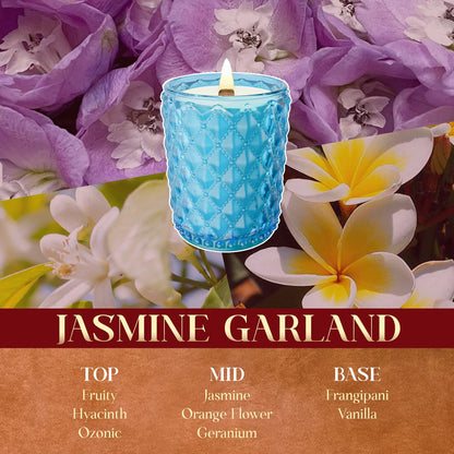 M&SENSE 16.6oz Wood Wick Scented Candle, Non Toxic Soy Wax with Crackling Wick, JasmineGarland Scent 100H Burn Long Lasting for Bedroom Kitchen Home Decor, Housewarming Gifts for Family Friends