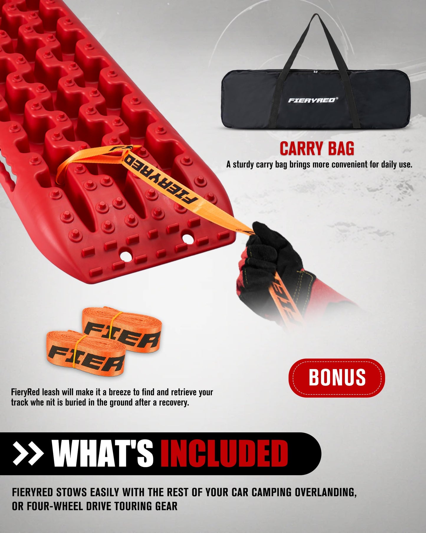 FieryRed Recovery Traction Boards, 2PCS with Mounting Kit