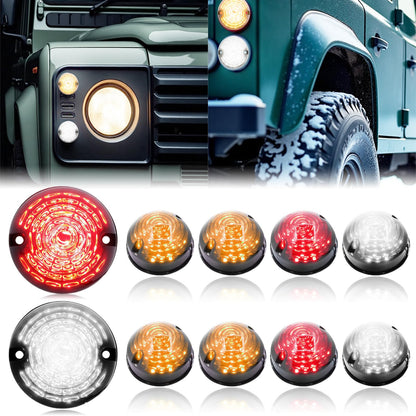 PLUSBEAM LED Upgraded Light Tail Light Kits, 10Pcs Led Indicator Light Compatible with Land Rover Defender 1990-2016 (Smoked Lens)