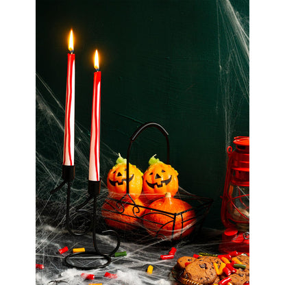 CANDWAX 10 inch Taper Candles Set of 4 - Unscented Taper Burning for 8 Hours - No Drip Taper Candles Ideal for Halloween or Other Themed Party - Blood White