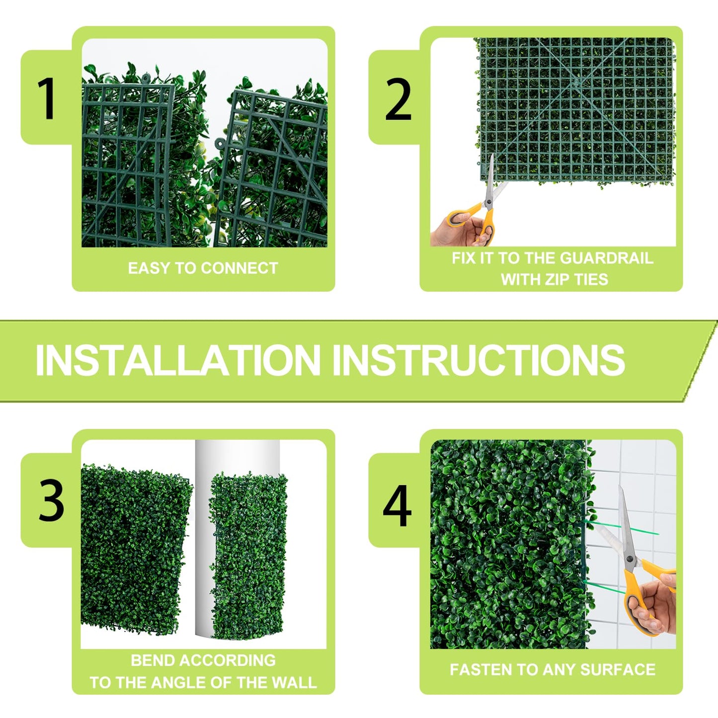 Grewyear Grass Wall Panels 20" X 20" (24Pcs) Greenery Backdrop, Artificial Green Grass Backdrop Boxwood Panels, Greenery Wall Decor Indoor, Privacy Hedge Screen for Outdoor Garden, Patio Decor