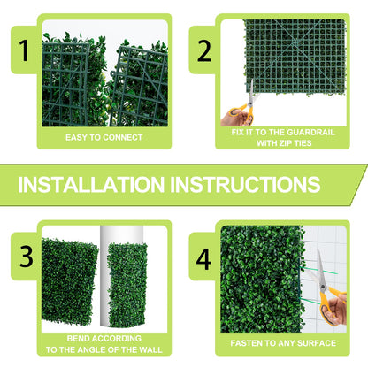 Grewyear Grass Wall Panels 20" X 20" (24Pcs) Greenery Backdrop, Artificial Green Grass Backdrop Boxwood Panels, Greenery Wall Decor Indoor, Privacy Hedge Screen for Outdoor Garden, Patio Decor