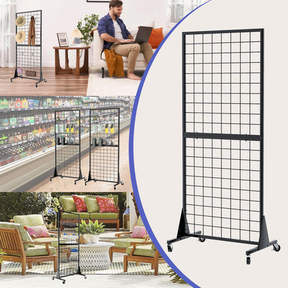DEYEGELEA 3-Pack 2'x5.5' Ft Gridwall Panel Display Stands Heavy Duty Floor Standing Retail Display Rack with Triangle Base for Retail Art Show with 20 Hooks