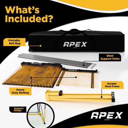 Apex Sports Volleyball Training Net Equipment System - Sturdy, Adjustable, and Portable | Improve Accuracy, Technique, and Skills | Ideal for Indoor/Outdoor Use | Easy Assembly & Storage |