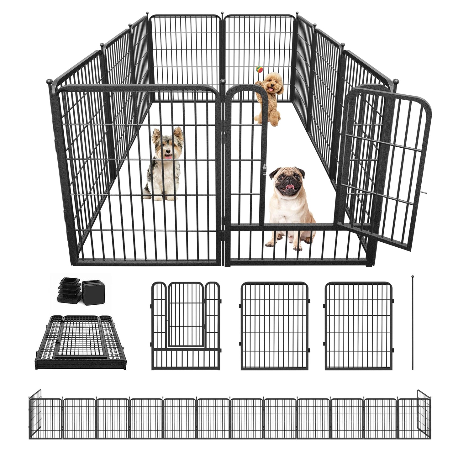 Jhsomdr Dog Playpen 32 inch 10 Panels Portable Pet Fence Outdoor for Yard Indoor Dog Pen for Medium/Small Animals, Large Pet Puppy Playpen Heavy Duty Pet Fence for RV Camping, Yard