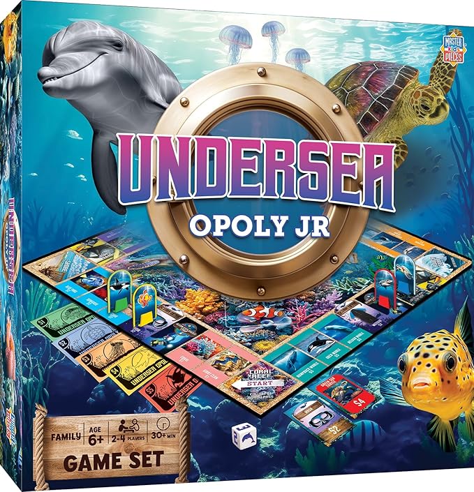 MasterPieces Kids &amp Family Board Games - Undersea Opoly Jr. - Officially Licensed Board Games for Kids &amp Family