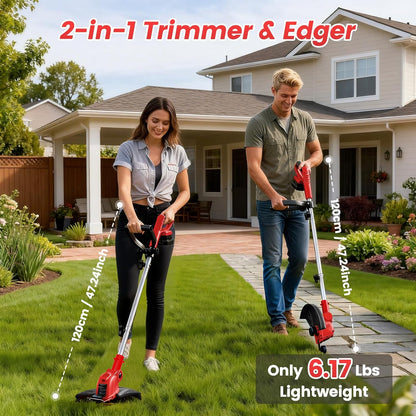 **Skiennix Cordless String Trimmer - 21V Weed Wacker with 2x4.0Ah Batteries & Fast Charger | 12" Automatic Feed**