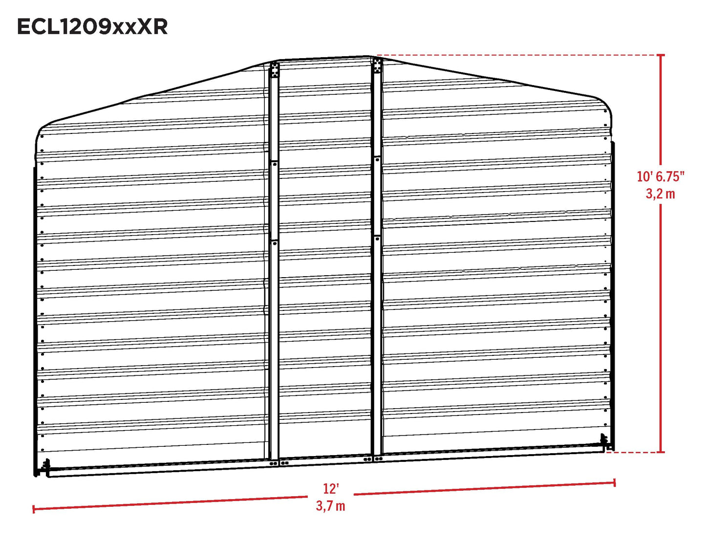 Arrow 12' x 9' All-Weather Galvanized Steel Rear Carport Enclosure Wall Kit with Frame and Hardware, Eggshell