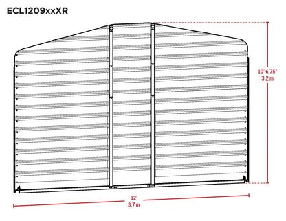 Arrow 12' x 9' All-Weather Galvanized Steel Rear Carport Enclosure Wall Kit with Frame and Hardware, Eggshell