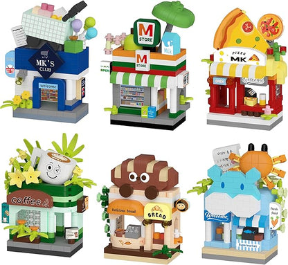 6 Set Street City View Mini House Festival Micro Building Toy Blocks Set for Home Decor Toys Gifts