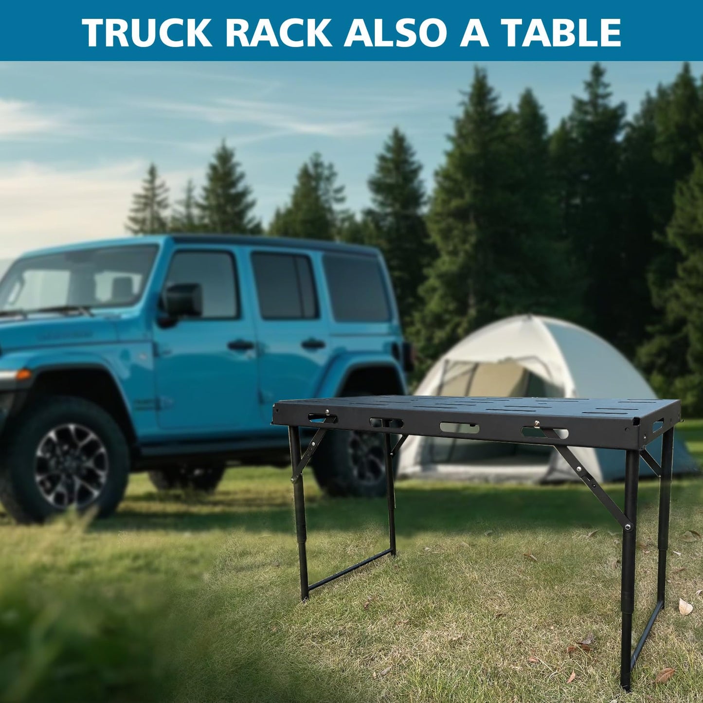 SUNPIE Rear Trunk Cargo Basket for Jeep Wrangler 2007-2025 JKU JLU 4 Doors, Hardtop Storage Rack & Camping Table | Heavy-Duty Organizer for Gear, Tools, Off-Road Accessories