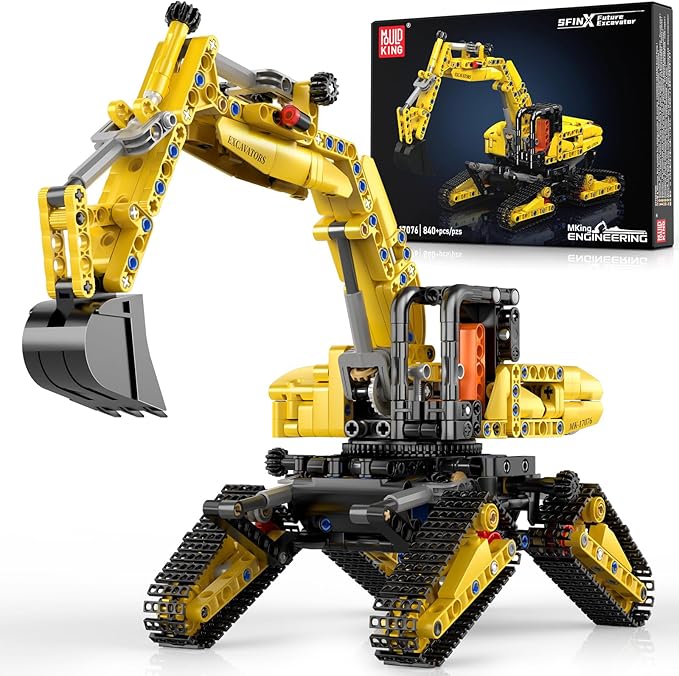 Mould King Crawler Excavator Building Sets 17076 Engineering Excavator Kits MOC Model Toys Birthday Gifts for Adults and Teens 14+ Construction Vehicle Set for Excavator Fans (840 Pcs)