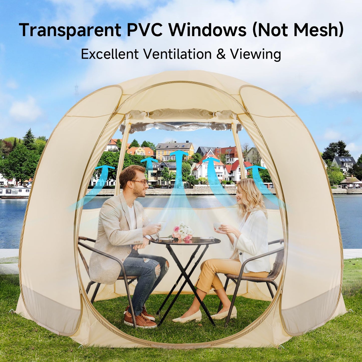 Alvantor® Pop Up Screen House Tent, UPF 50+ and Windproof Dome Outdoor Canopy Tent with Roll Up Zipped Door Privacy Gazebo, Sun Shelter Compact & Lightweight for Party Camping Fishing Picnic