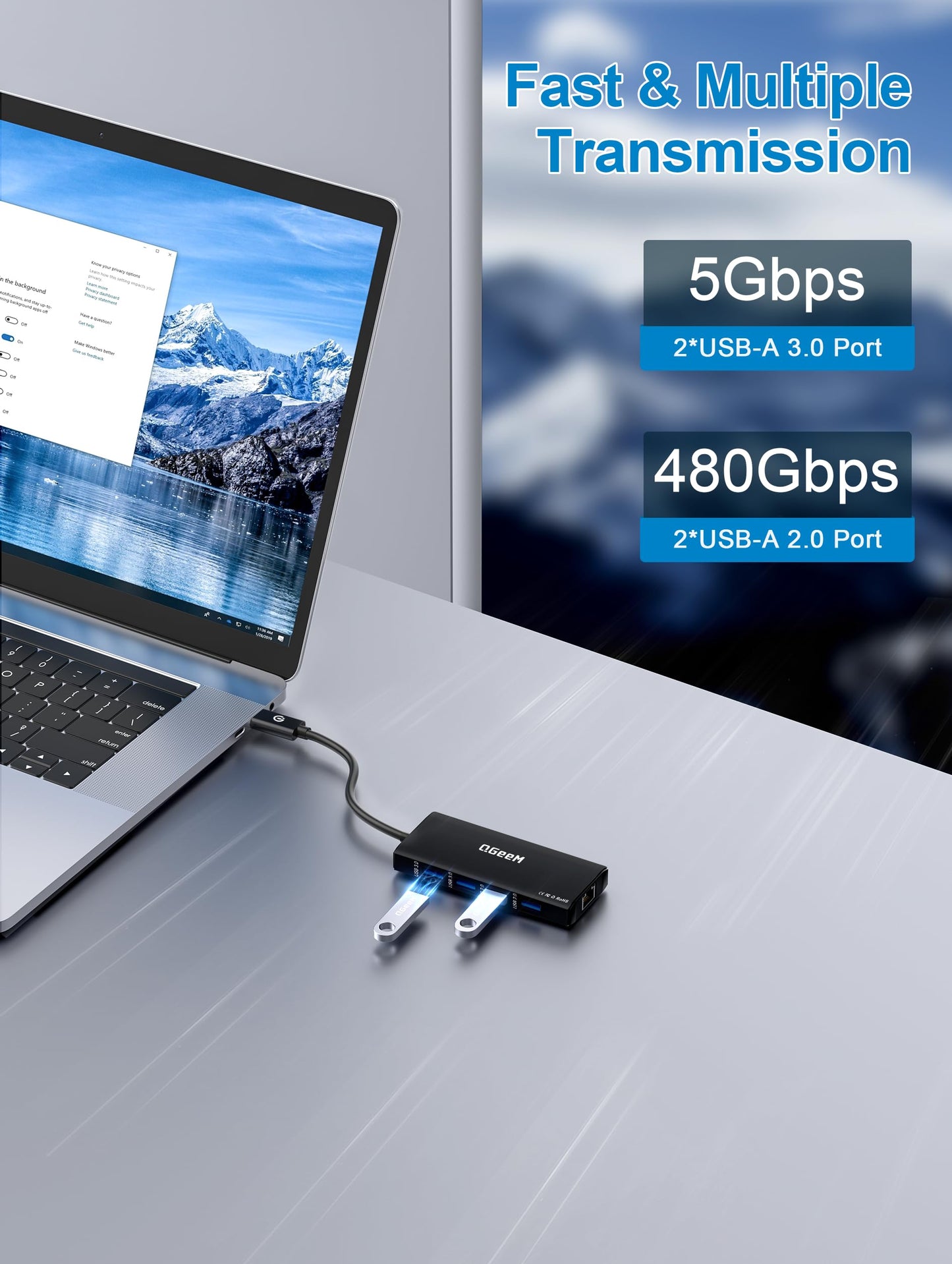 QGeeM USB C Hub Ethernet,9 in 1 USB Type C Hub HDMI Multi-Port Converter Adapter,100W Pd, USB 3.0,SD/TF Card Reader,Compatible for MacBook Pro Air Ipad HP Dell Lenovo Chromebook etc.