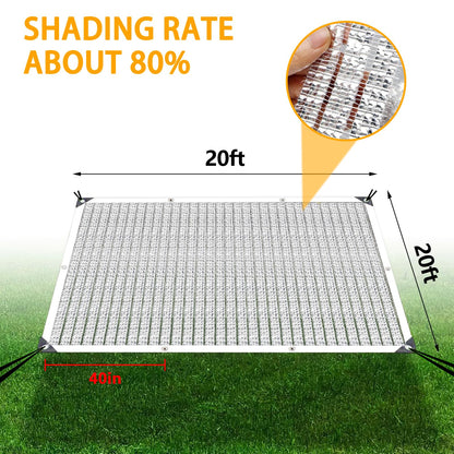 Shade Cloth - 80% Garden Shade Cloth, Mesh Tarp - for Greenhouse Plants Patio Sun Shade - for Cars Pergola Chicken Coops Dogs with Grommets Outdoor, Durable Shade Covers