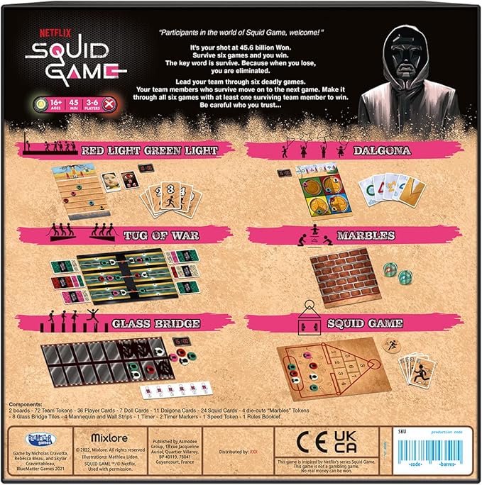 Mixlore | Squid Game | Board Game | Ages 16+ | 3-6 Players | 45 Minutes Playing Time