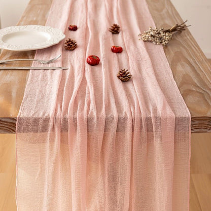 Keketoarrange Pink Mothers Day Cheesecloth Table Runner Spring Boho Rustic Gauze 120 inch 10FT Cheese Cloth Runner for Wedding Baby Shower Bridal Birthday Tea Party Home Decorations