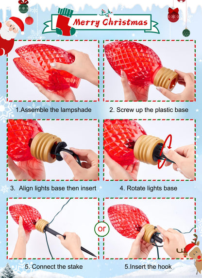 Minetom Christmas String Lights, 11ft 5 LED, Waterproof, 2 Pack Super Jumbo, Strawberry Multicolor, Model GY-C-50.6-U-B1