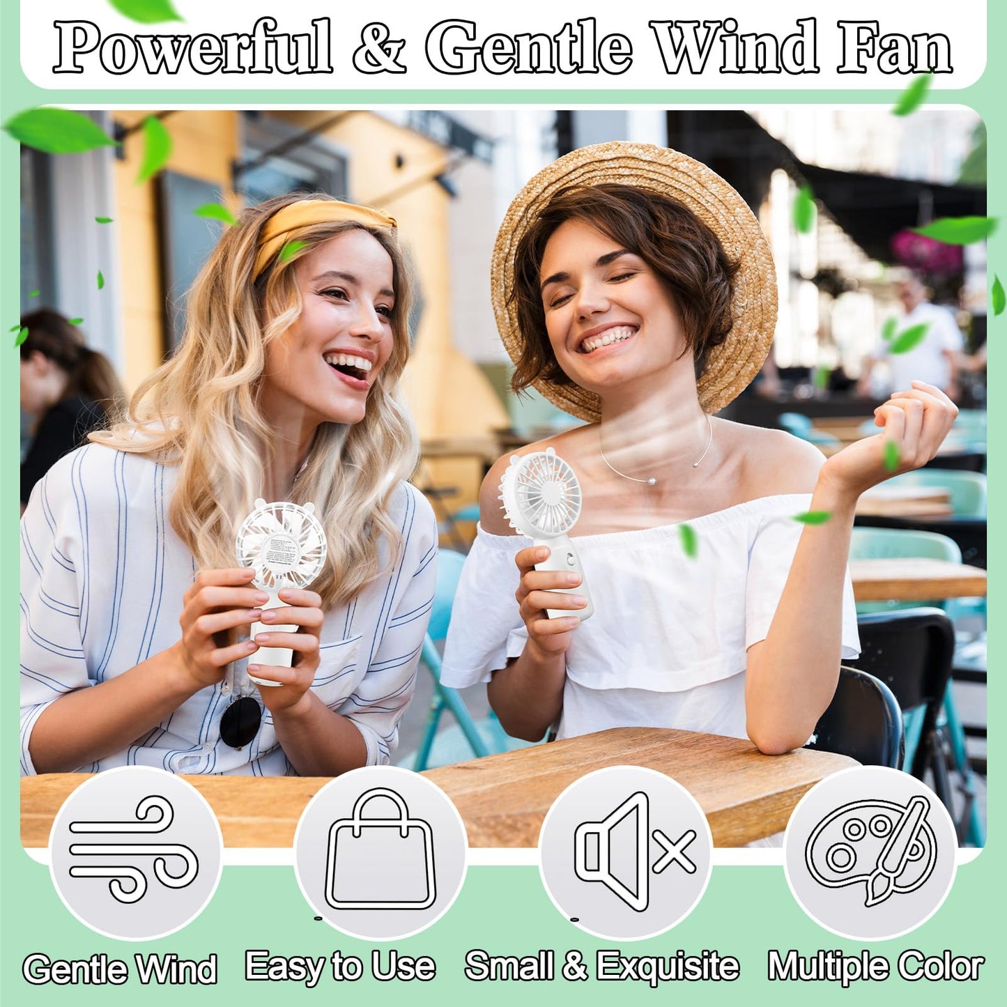 Glooglitter Mini Portable Fans Bulk Handheld Battery Operated Fan with Lanyard Lightweight Personal Fans for Summer Wedding Birthday Party School Office Cooling Gift(White,48 Pcs)