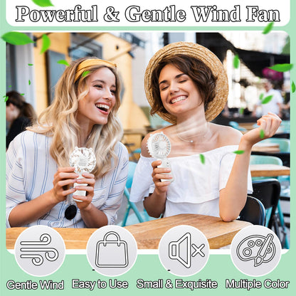 Glooglitter Mini Portable Fans Bulk Handheld Battery Operated Fan with Lanyard Lightweight Personal Fans for Summer Wedding Birthday Party School Office Cooling Gift(White,48 Pcs)