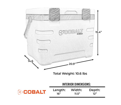 37 Quart Cobalt Weekender Cooler - Ice Chest by Blue Coolers for Camping, Sports Events, and Barbecues (Full Day Ice Retention) (White)