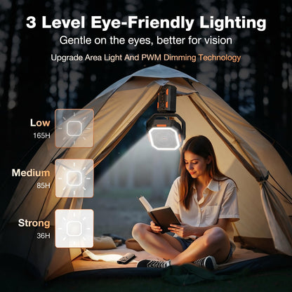 OGERY Camping Fan, Portable Fan with Adjustable Height Stand, 20000mAh Rechargeable Battery Powered Fan with Remote, LED Light, Auto Oscillation, Fast Charging, Floor or Desk Fan for Tent, RV, Travel