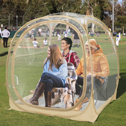 EighteenTek® Pop Up Weather Pod, Sport Pod with Attached Floor, 360° Clear View, UPF 50+ UV Protection, Waterproof All-Weather Instant Shelter for Sports Camping Fishing 70"x70"x63"H