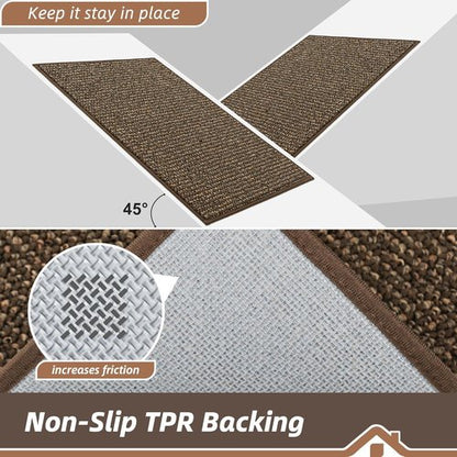 BEQHAUSE Dirt Trapper Door Mat - Non-Slip, Washable, Dirt Resistant | 24" x 60", Brown Entryway Mat