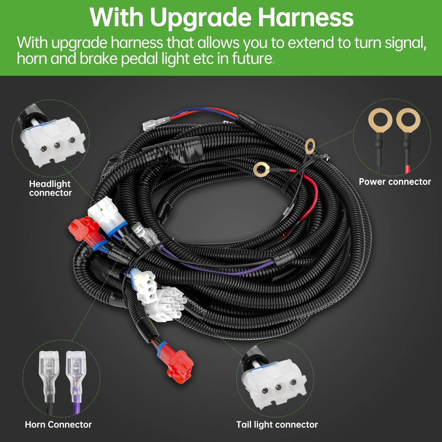 10L0L Golf Cart Light Kit for Club Car DS 1993-UP Gas & Electric, 12V LED Headlight and Tail Light Kit with Upgrade Harness for Turn Signal, Brake Light & Horn