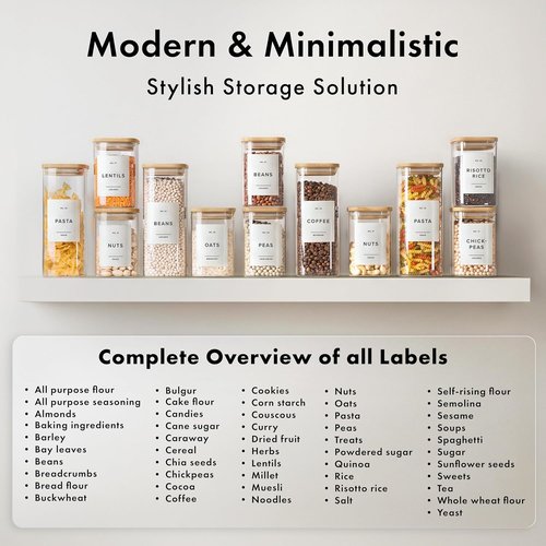 EDELHAUS Glass Storage Containers - Airtight 12-Pack with Bamboo Lids | Stackable Kitchen Canisters