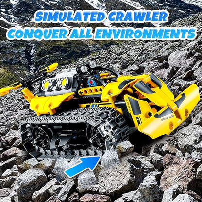 OKKIDY 3 in 1 Kids Remote Bulldozer STEM Technology Building Blocks Set Toys APP Remote Construction Blocks Engineering Excavator/Robot Ages 6-14 DIY Erector Sets for Boys and Girls-452 (PCS)