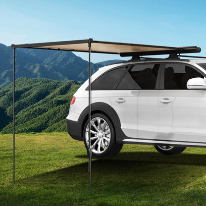 KUIPERAUTO Vehicle Awning Car 6.6'x9.8' Pull-Out Roof Rack Side, Sunshade UV50+ Waterproof PU5000mm Aluminum Shell for Camping, Height Adjustable Shadow Shelter Fit for SUV Trucks, Beige