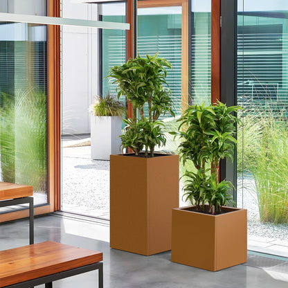 Meyoppm Corten Steel Planter Box 21"x20"x20", Square Metal Planter Box Indoor&Outdoor, Steel Planter Heavy Duty for Commercial and Residential Use