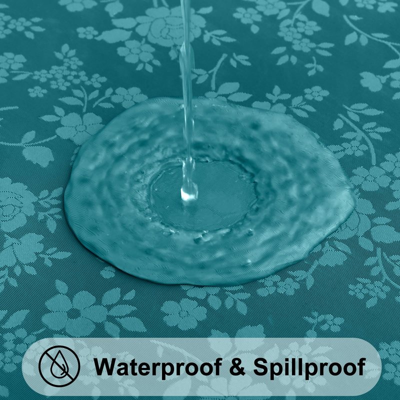 Smiry Round Table Cloth, Waterproof Heavy Duty Vinyl Tablecloths, Wipeable Washable Table Cover for Kitchen and Dining Room (Emerald Green, 60" Round)