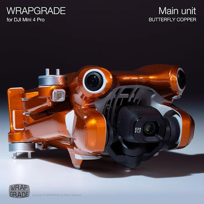 WRAPGRADE Skin Stickers Compatible with DJI Mini 4 Pro | Full Wrap (Butterfly Copper)