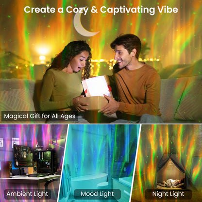 HUMIIEYE Galaxy Projector with Bluetooth Speaker, 8 Modes Northern Lights, Model DY105, White