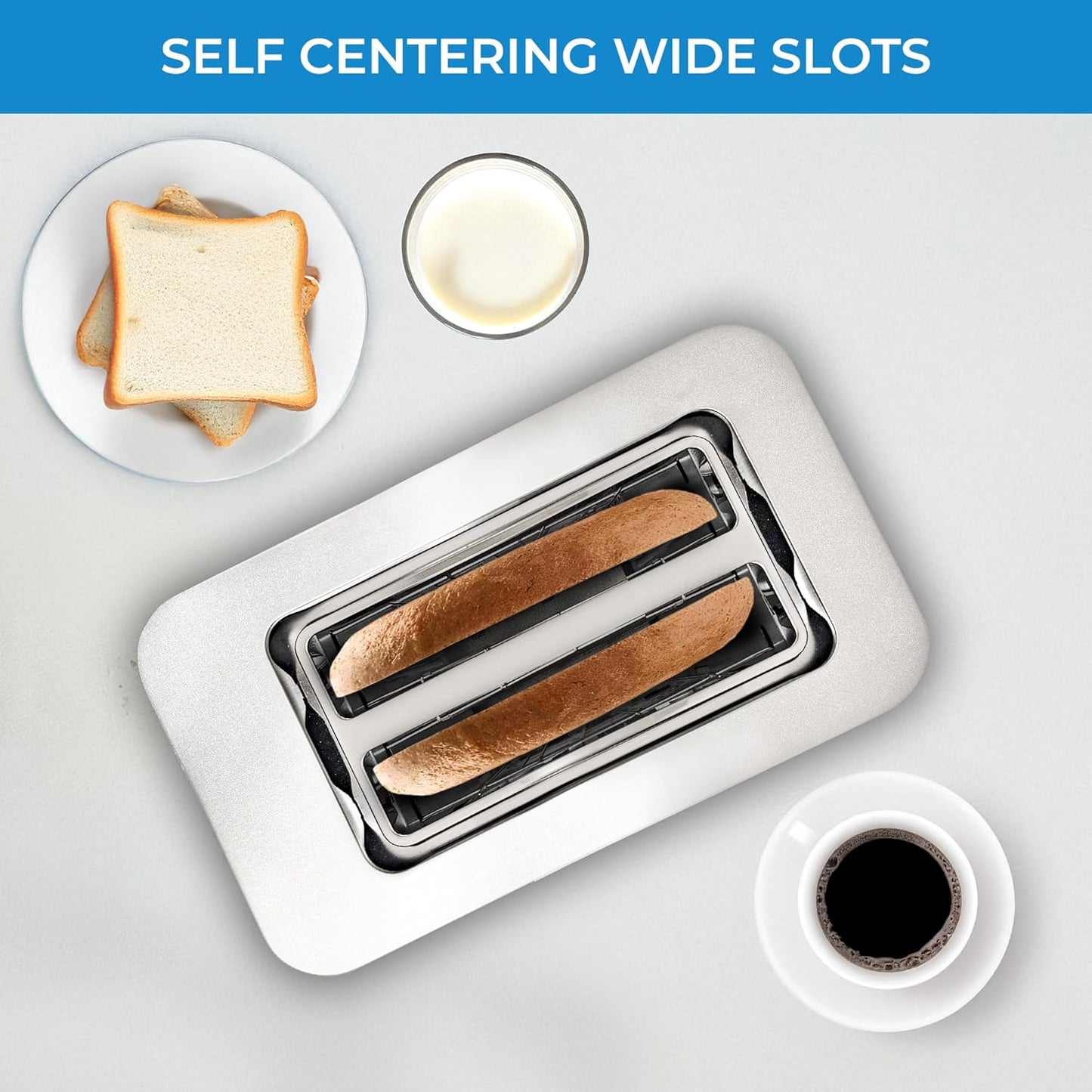 Kenmore 2-Slice Toaster - Touch Screen Controls, 6 Shade Settings & Extra Wide Slots | Stainless Steel