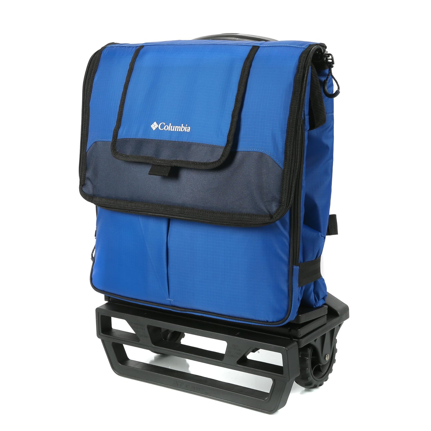 Columbia Crater Peak Wheeled Cooler - 50 Can Rolling Collapsible Cooler with Super Foam Insulation and Foldable All-Terrain Cart with Wheels - Blue