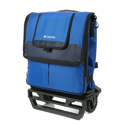 Columbia Crater Peak Wheeled Cooler - 50 Can Rolling Collapsible Cooler with Super Foam Insulation and Foldable All-Terrain Cart with Wheels - Blue