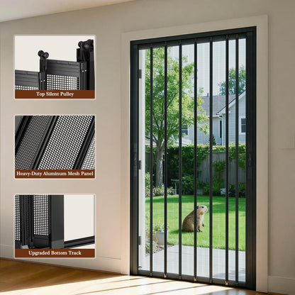 Yotache Retractable Screen Door Fits 36"x80" to 36.5"x80.5" Doors - Aluminum Frame & Pet-Proof Mesh - Magnetic Self-Latching Convenient Sliding Door with Left and Right Openings