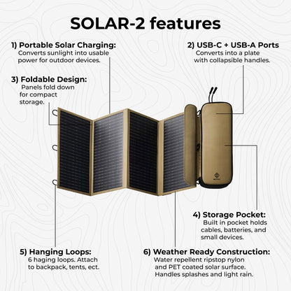 NESTOUT Portable Solar Panel, USB-C and USB-A Ports, 28W Solar Charger for Camping, Water Repellent Ripstop Nylon, Foldable Compact Design, Digital Ammeter, Adjustable Stand, Beige (4 Panel)
