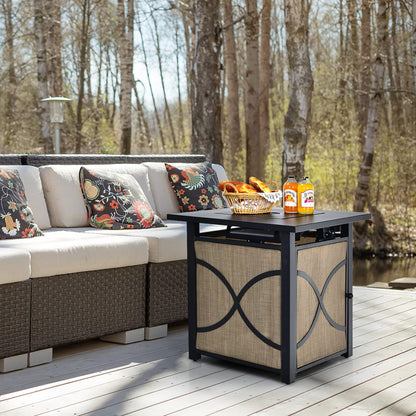 Giantex 25-Inch Propane Fire Pit Table, 40000 BTU Square Gas Firepit Table with Lid, Fire Glass and Adjustable Flame, CSA Approved, 2-in-1 Outdoor Fire Table for Patio and Garden