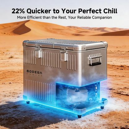 BODEGA 53 Quart (50L) Portable Car Refrigerator, 12V Dual Zone Car Fridge Freezer, Lightweight Aluminum Electric Cooler with Compressor, -4°F to 68°F, DC/AC for Truck, RV, Camping, Van, Home Use