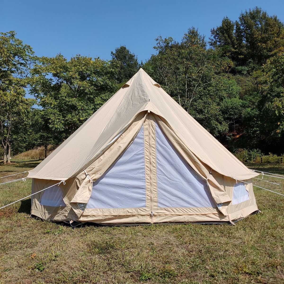 Outdoor Waterproof Anti-UV 300D Oxford Cloth Bell Tent Portable Family Camping Yurt (Diameter 4 Meter)