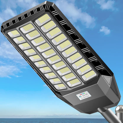 Deepn Solar Street Light, Commercial Grade Solar Lights Outdoor IP67 Waterproof, 8700W LED Flood Security Lights Motion Sensor & Dusk to Dawn Outdoor Lighting for Parking Lots, Streets & Yard, 1 Pack