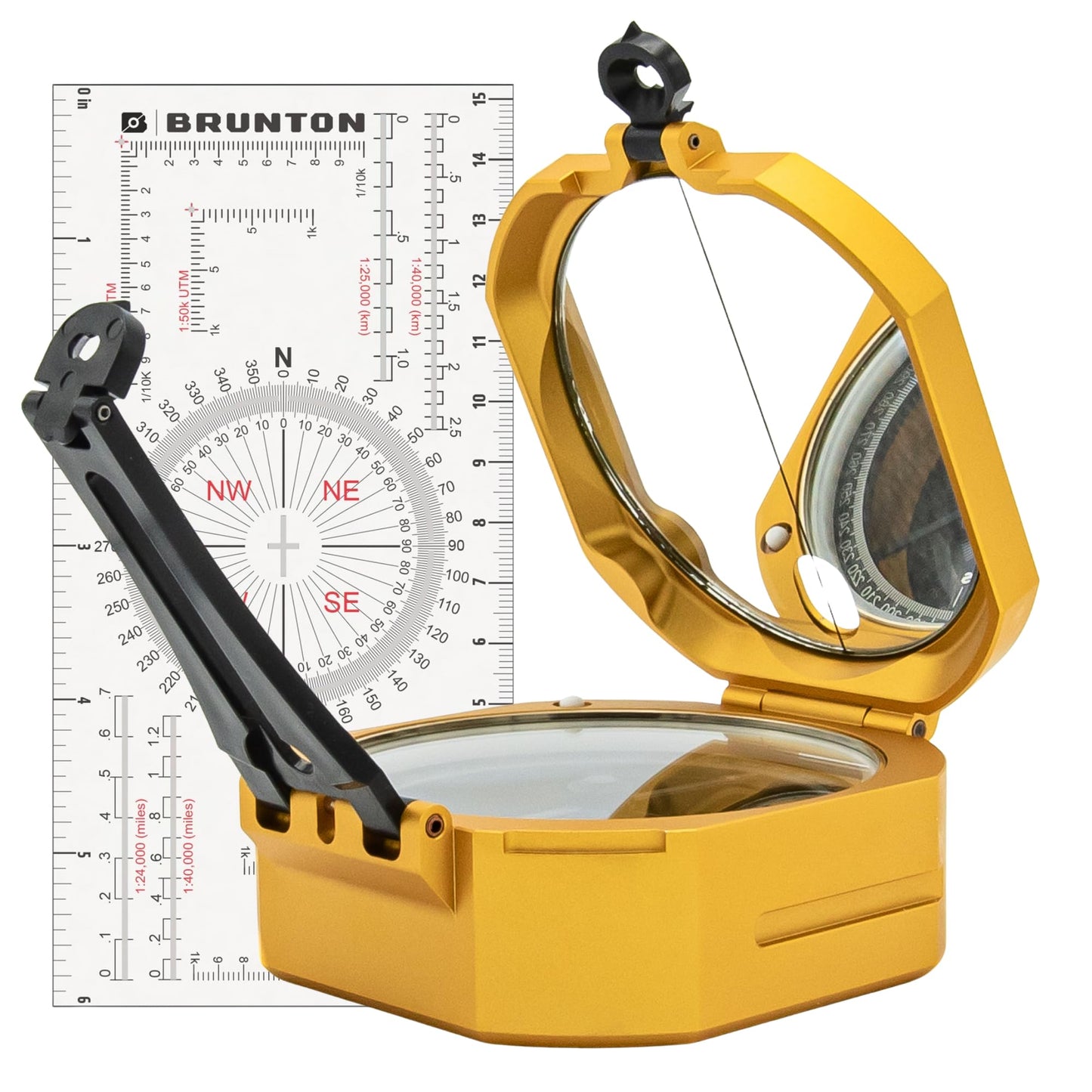 Brunton Standard Transit Azimuth Gold + Map Multi-Tool Card, Professional Geology & Field Mapping Bundle